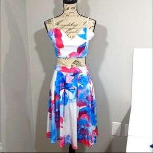 Two Piece Floral Crop Top & Skirt Summer Set Miami Hot! Cruise Outfit!